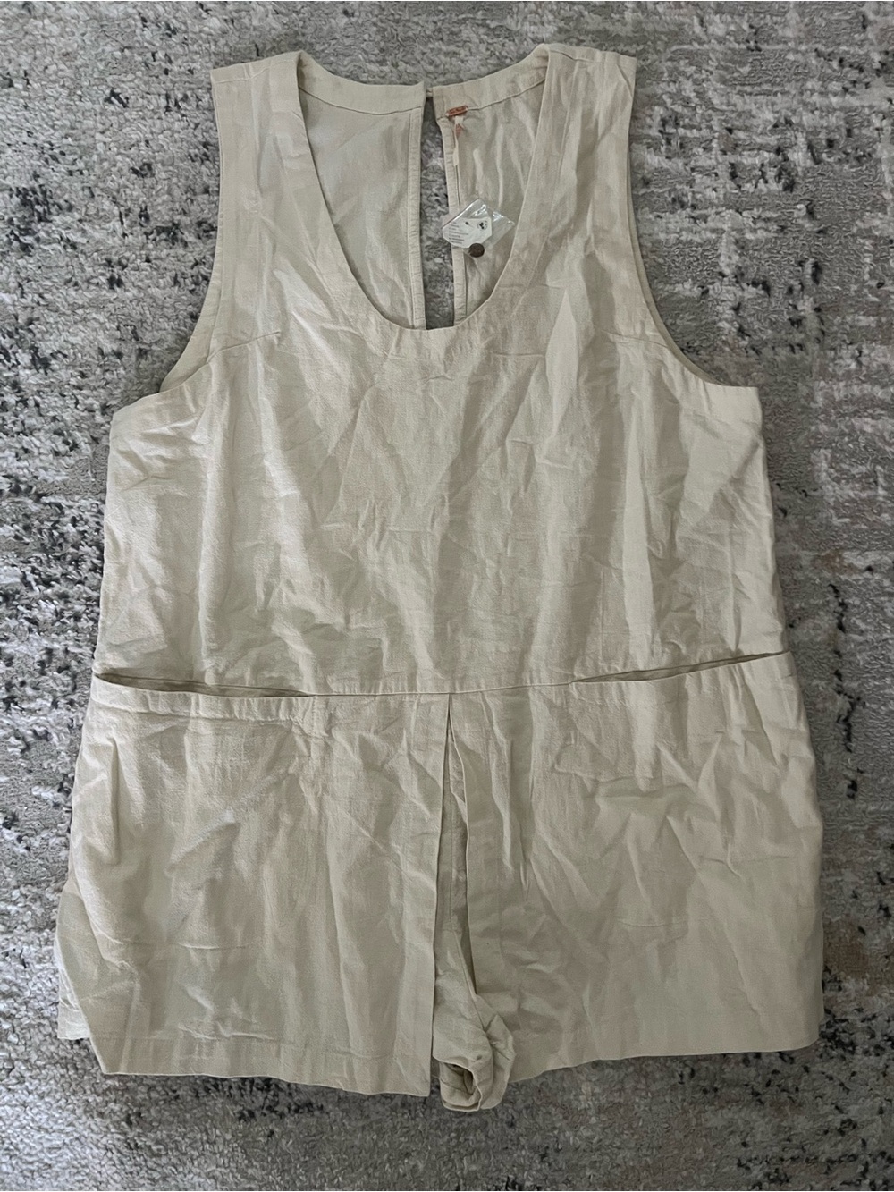 NWT Free people Cream linen Sleeveless Romper - Picture 3 of 8